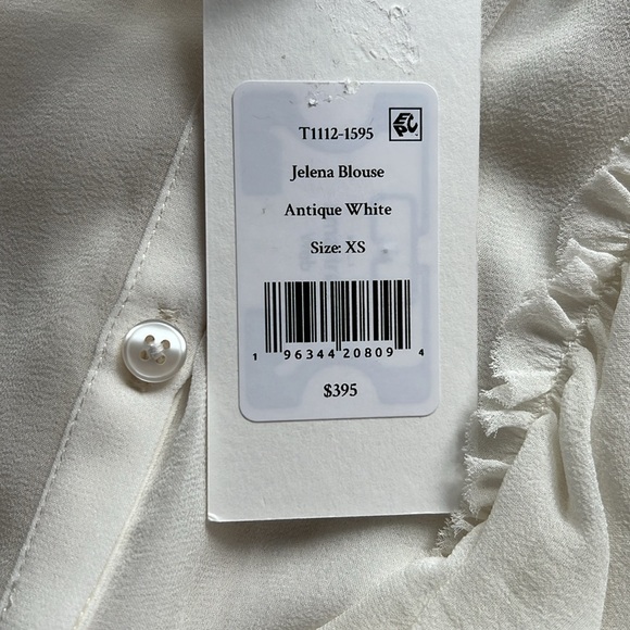 LoveShackFancy Jelena Silk Blouse in Antique White XS $395 - Picture 9 of 16
